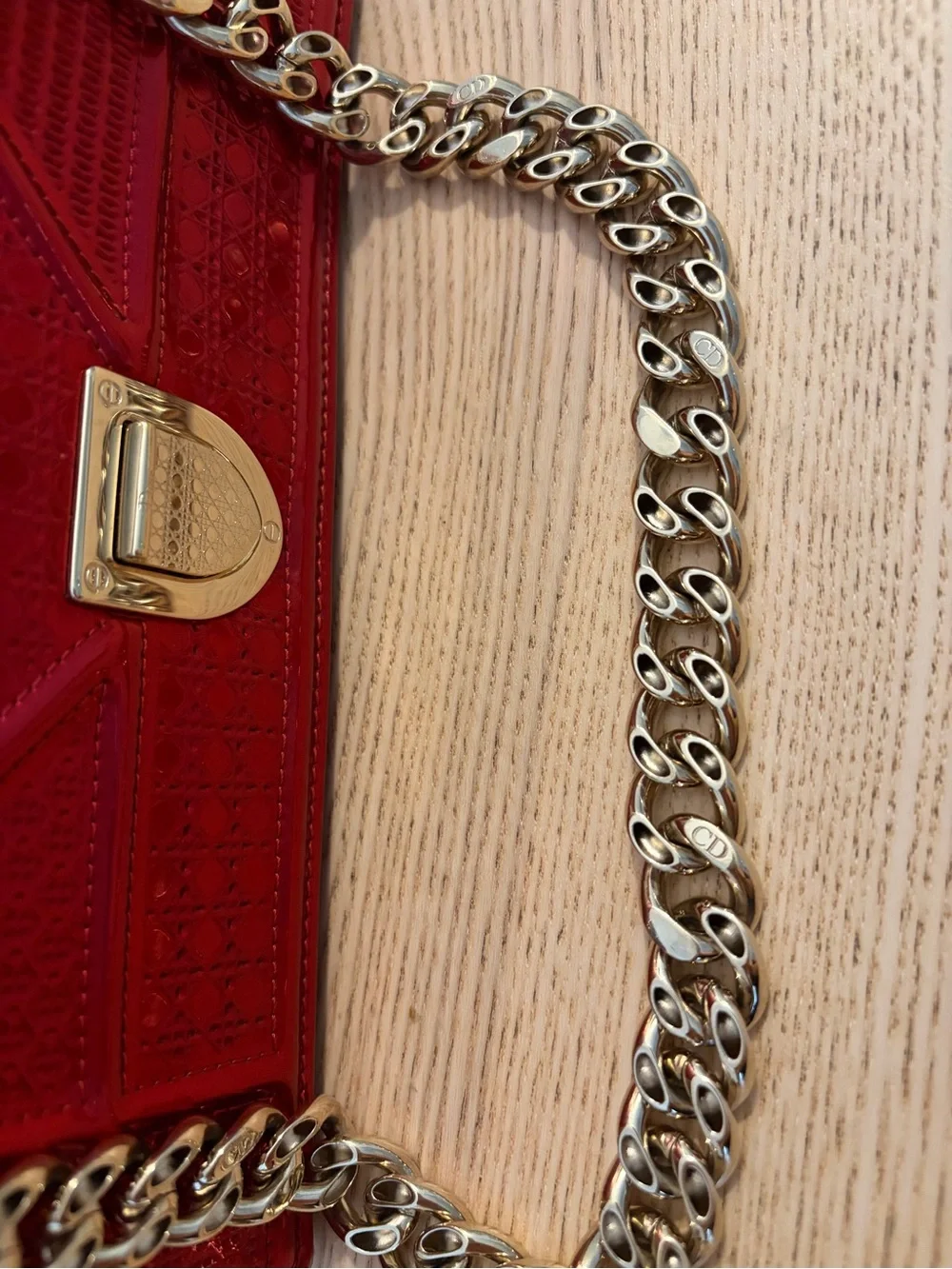 Dior Diorama Red Shoulder Bag with Champagne Gold Hardware